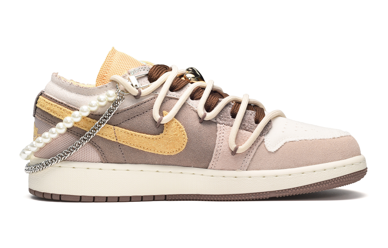 Order [Sepatu Custom] Air Jordan 1 Low 'Pearl Chocolate' DZ4465-200(TeamE-女款珍珠巧克力紫白棕)