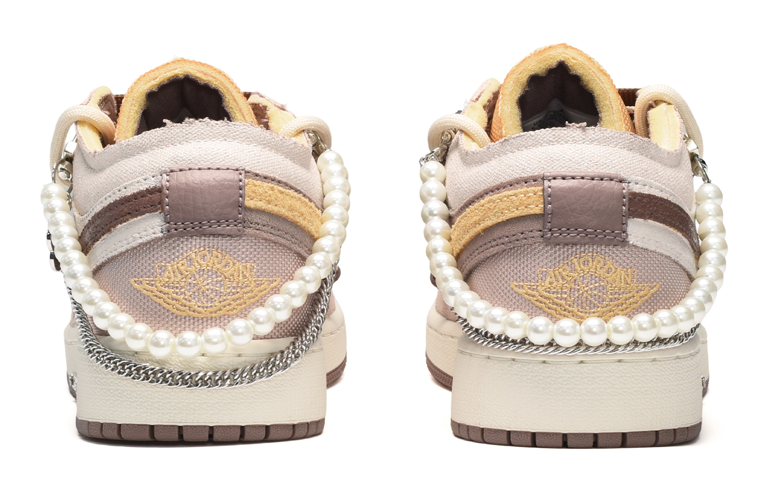 Shop [Sepatu Custom] Air Jordan 1 Low 'Pearl Chocolate' DZ4465-200(TeamE-女款珍珠巧克力紫白棕)