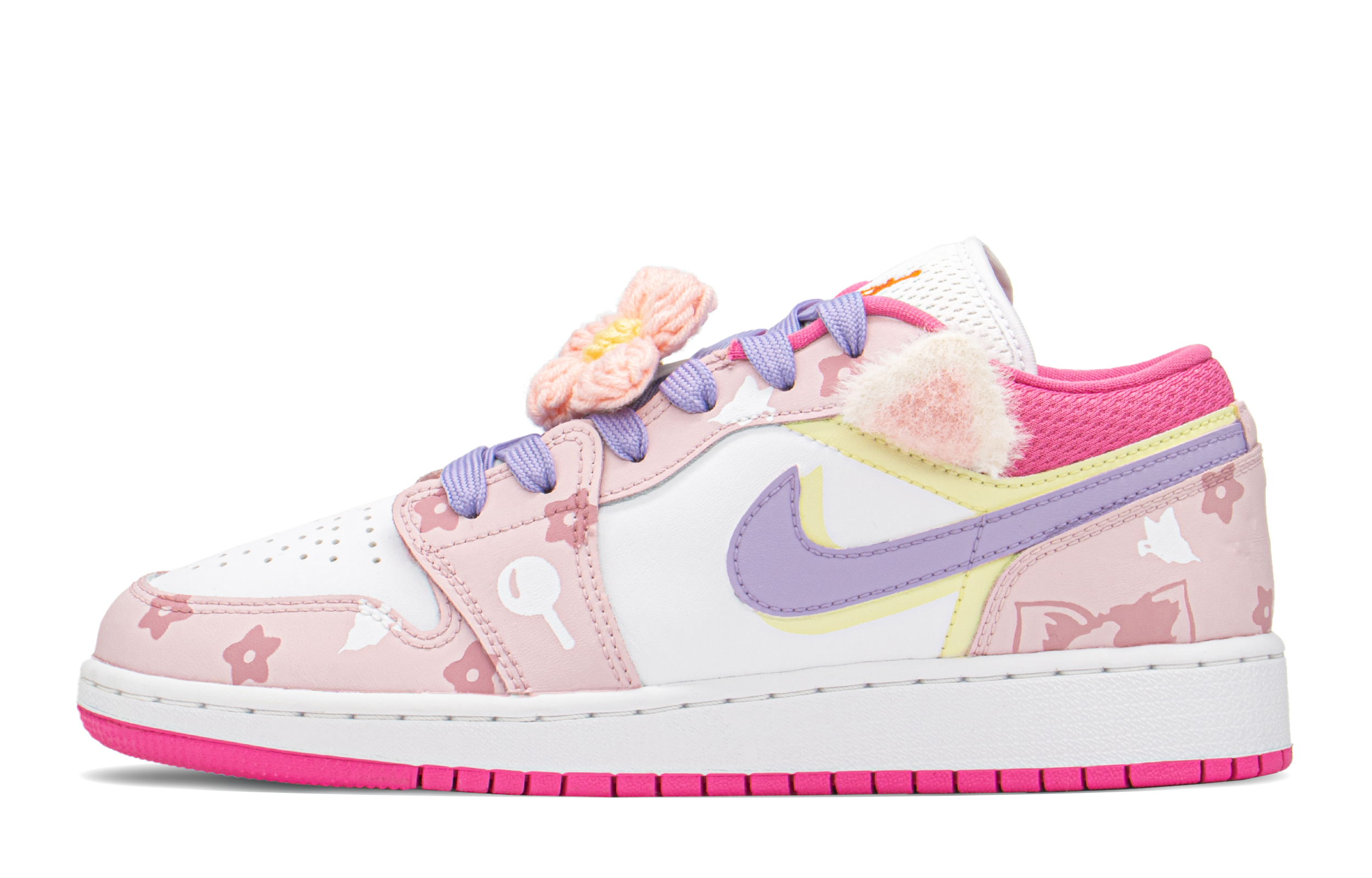 Buy 【訂製球鞋】 Jordan Air Jordan 1 FZBB 城堡限定主題 妲己 粉狐狸 低筒 復古籃球鞋 GS 粉紫