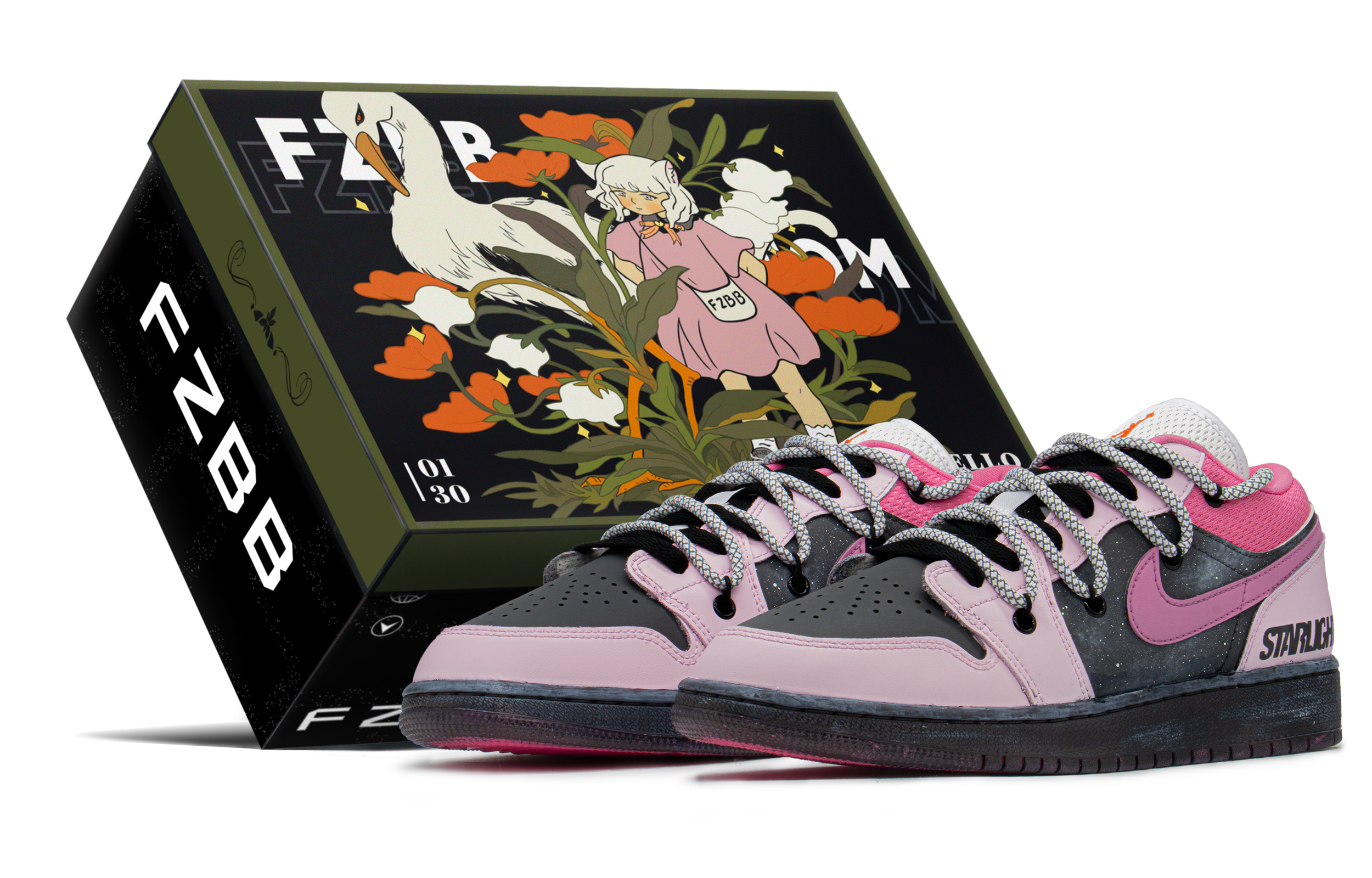 Buy [Sepatu Kustom] Air Jordan 1 Low 'Pink Black Deconstructed' DR9498-168(TeamA-AJL女粉星光S-BOX)