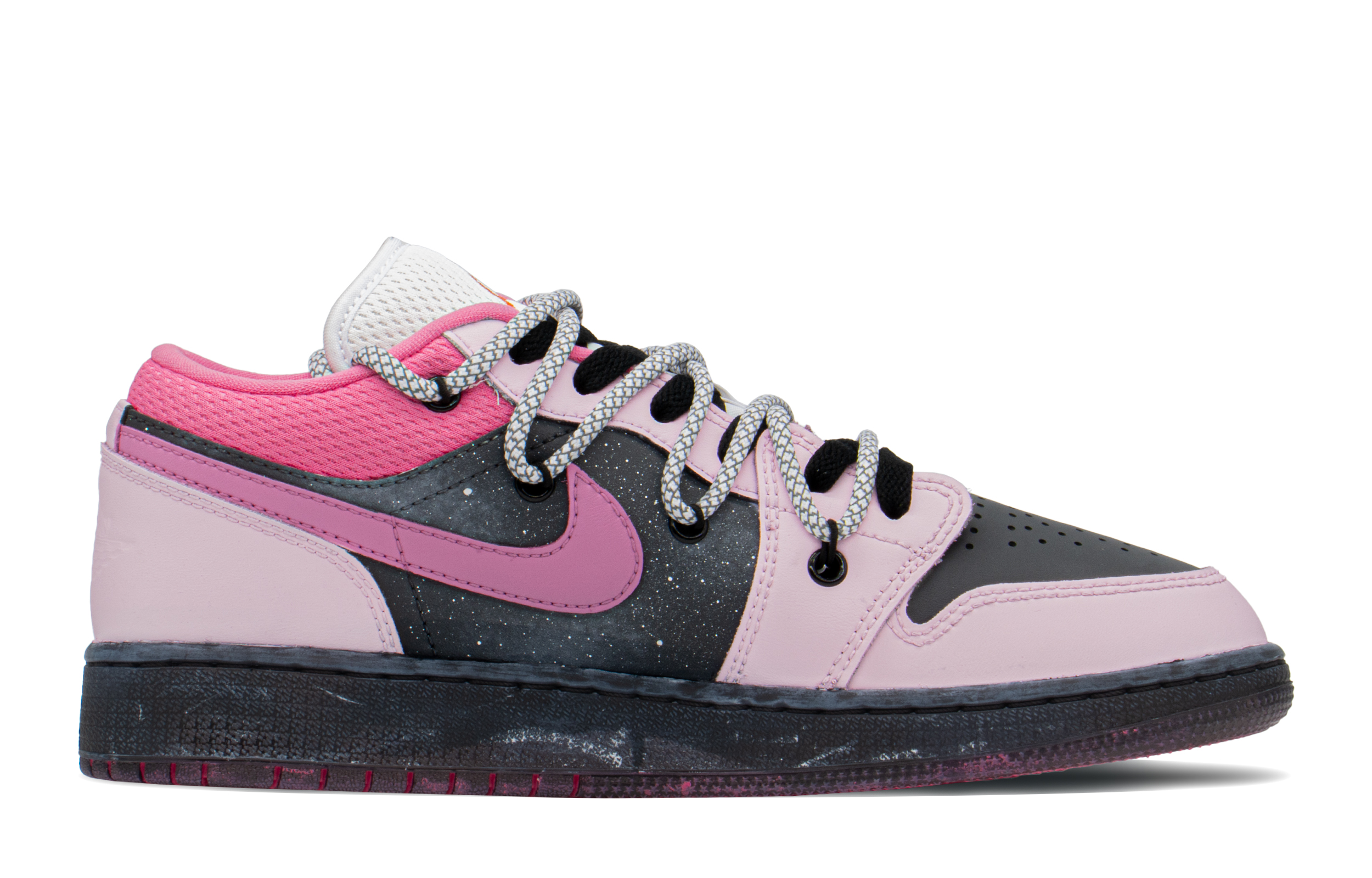 Shop [Sepatu Kustom] Air Jordan 1 Low 'Pink Black Deconstructed' DR9498-168(TeamA-AJL女粉星光S-BOX)