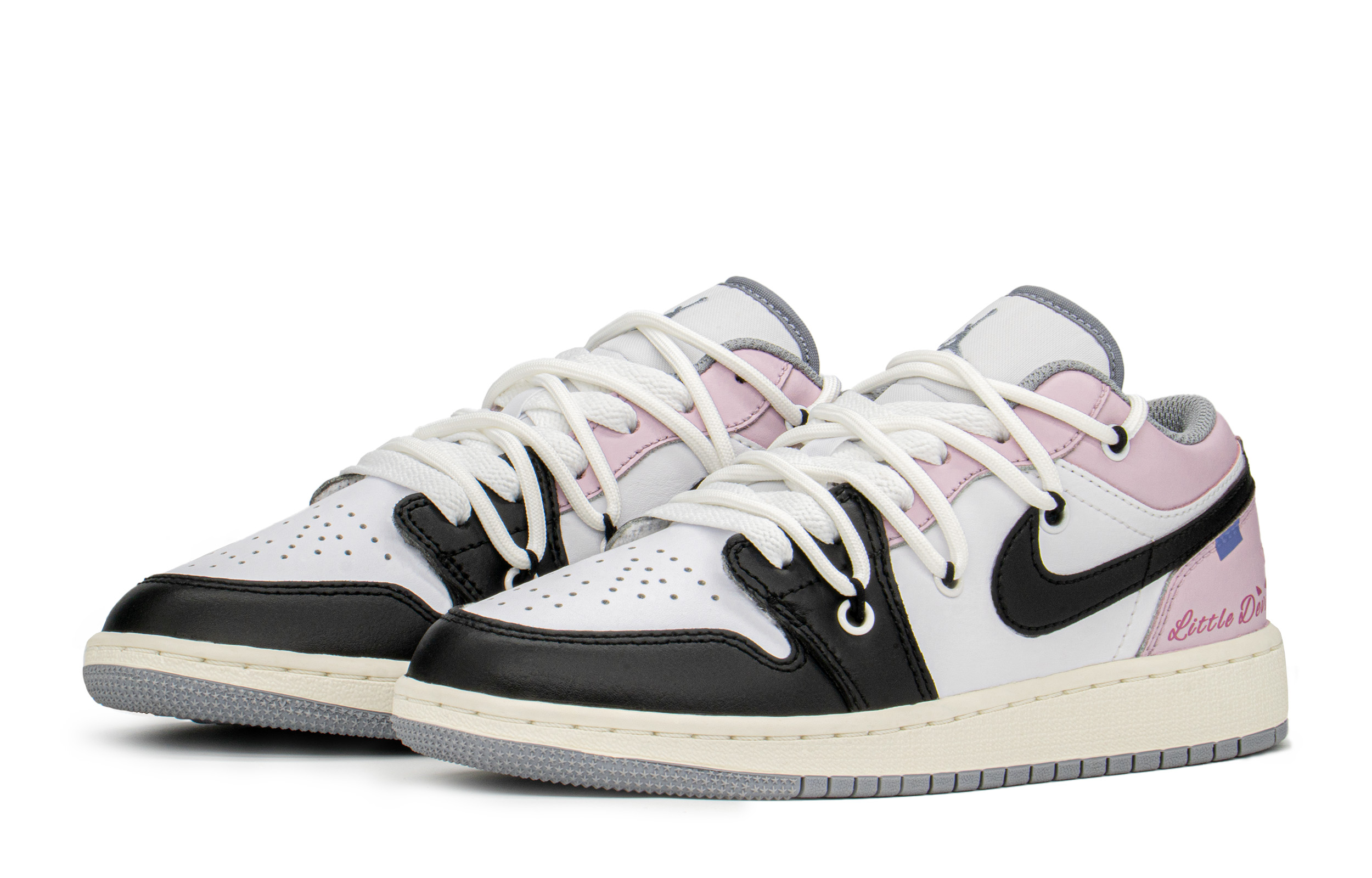 Lookbook 커스텀 에어 조던 1 로우 '핑크 블랙 그래피티' 553560-053(TeamA-AJ女粉小恶魔)