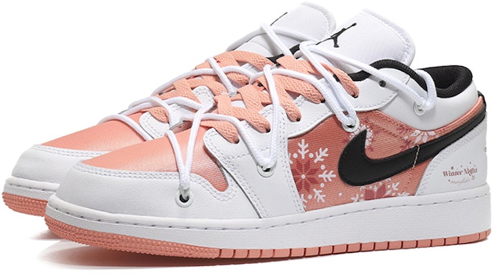 【定制球鞋】 Jordan Air Jordan 1 Low 粉色櫻花 雪花圖案 浪漫氛圍感 清新自然 低幫 復古籃球鞋 GS 白粉黑 Lookbook 【定制球鞋】 Jordan Air Jordan 1 Low 粉色櫻花 雪花圖案 浪漫氛圍感 清新自然 低幫 復古籃球鞋 GS 白粉黑