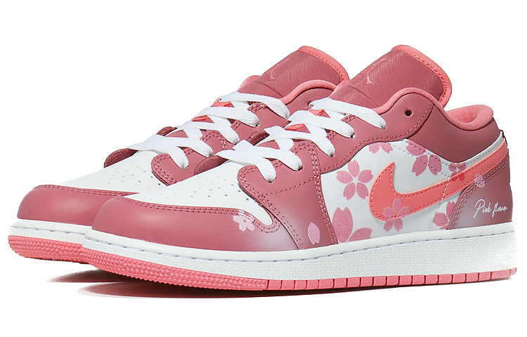 Lookbook 에어 조던 1 로우 '핑크 꽃바다' (커스텀) 553560-616(Team10--粉红花海)
