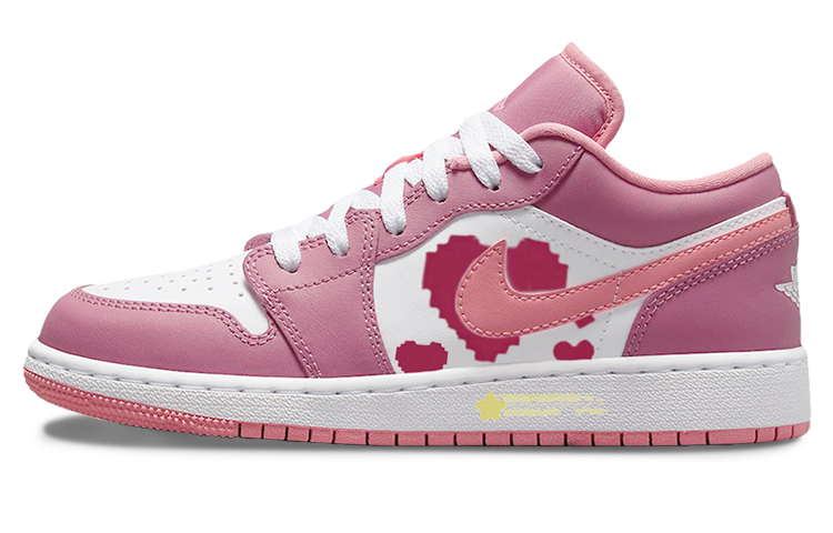 Buy [Kasut Custom] Air Jordan 1 Low 'Pixel Heart Merah Jambu-Putih' 553560-616(Team56-像素爱心)