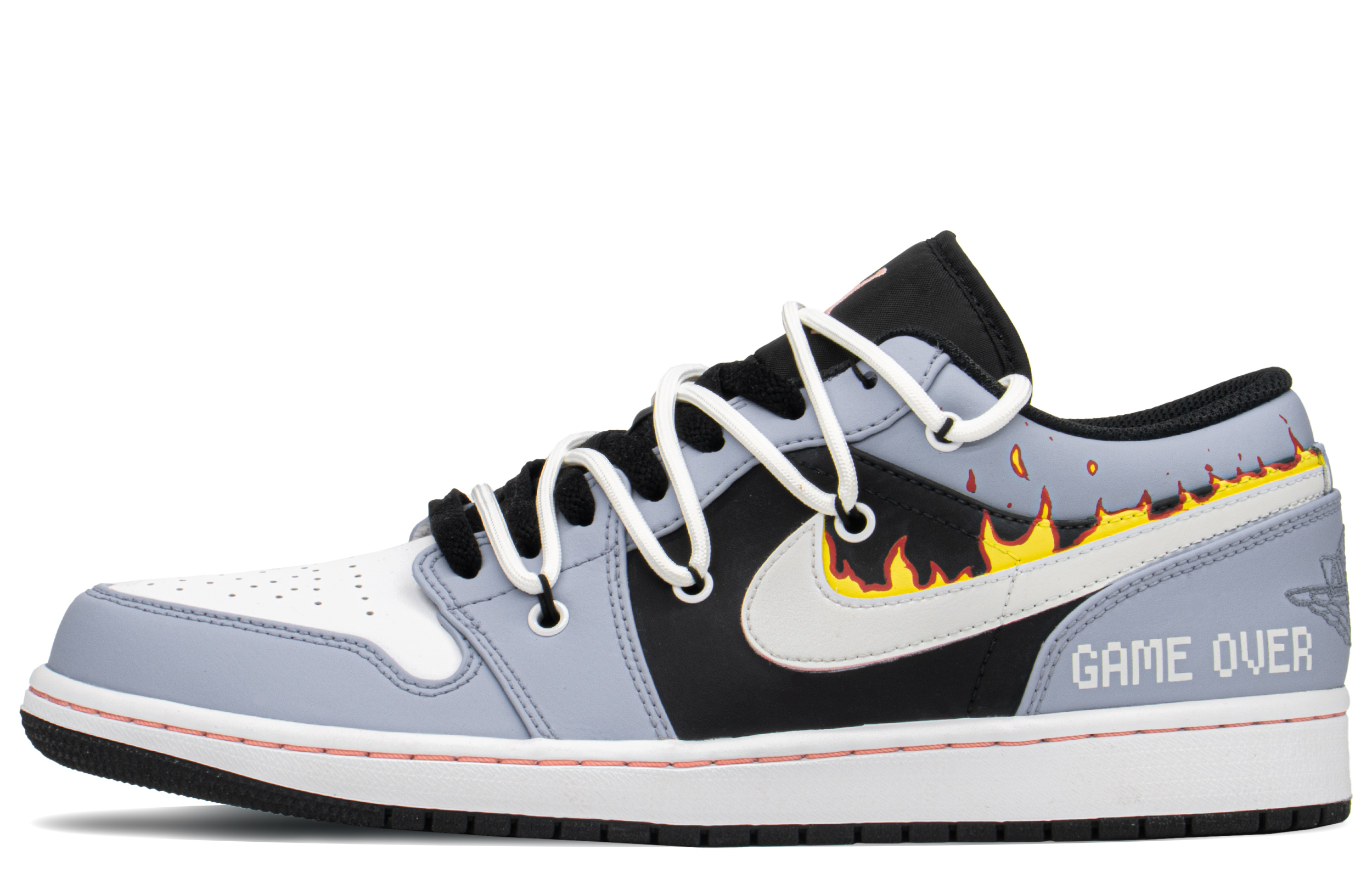 Buy [定制鞋款] Air Jordan 1 Low '像素字母黑灰' 553558-062(TeamA-AJ像素火焰S-BOX)