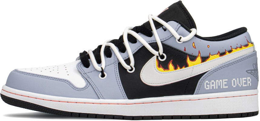 【定製球鞋】Jordan Air Jordan 1 Low FZBB 像素字母 火焰 特殊禮盒 解構 低幫 復古籃球鞋 男款 黑灰 Buy 【定製球鞋】Jordan Air Jordan 1 Low FZBB 像素字母 火焰 特殊禮盒 解構 低幫 復古籃球鞋 男款 黑灰