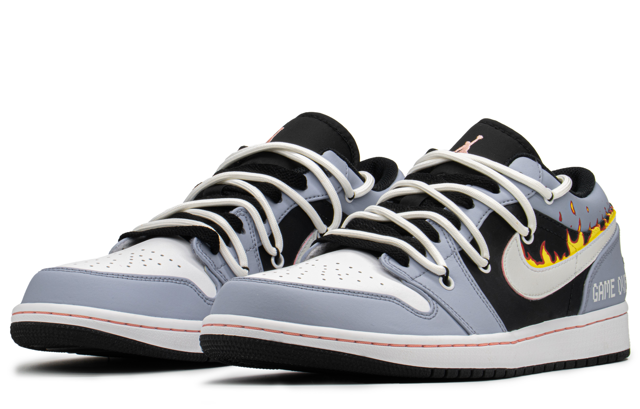 Lookbook [定制鞋款] Air Jordan 1 Low '像素字母黑灰' 553558-062(TeamA-AJ像素火焰S-BOX)