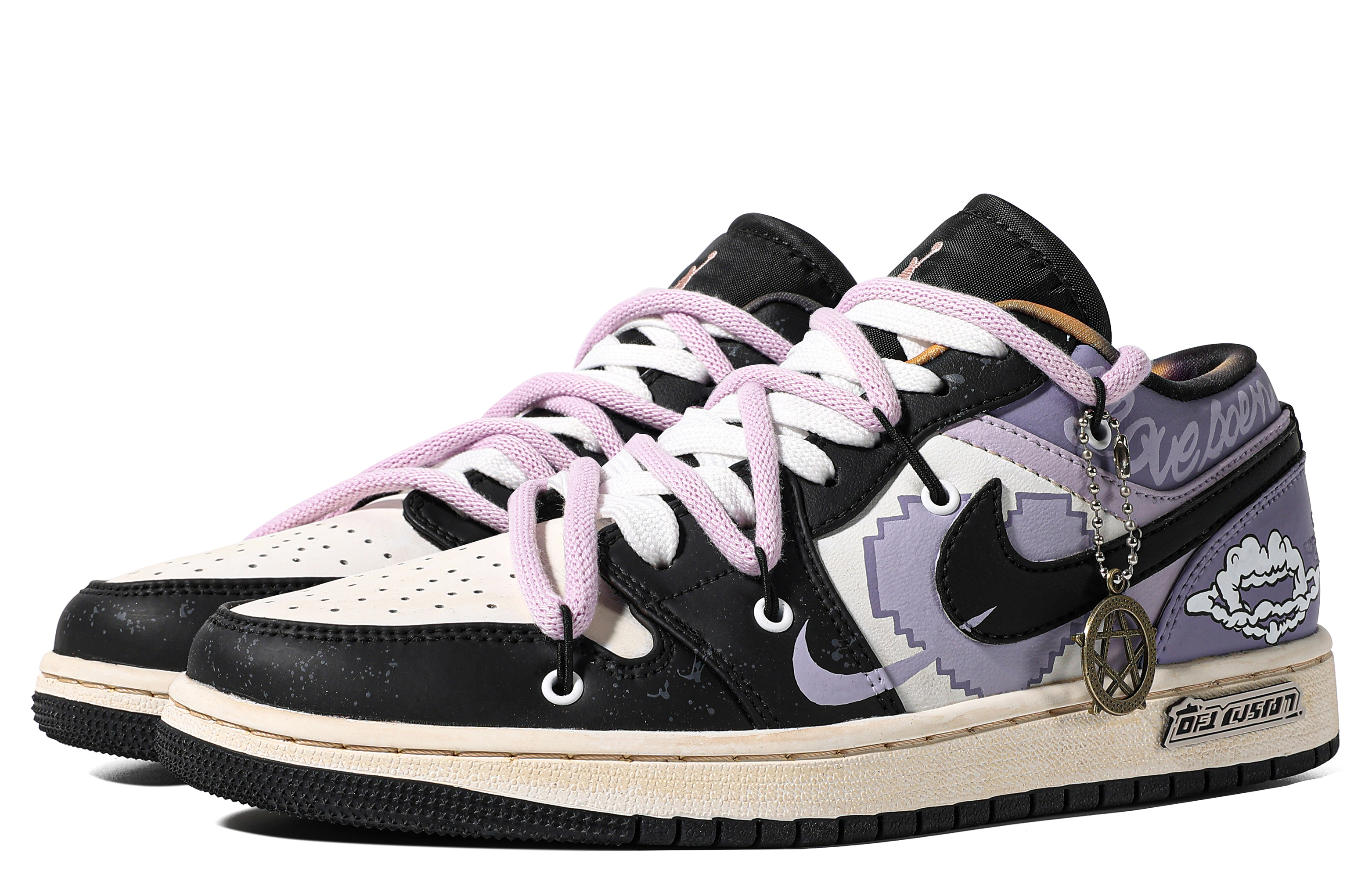 Lookbook 커스텀 에어 조던 1 로우 '퍼플 블랙 몰로토프' (71 characters) DQ8421-001(TeamM-女款莫洛托夫-S-BOX)