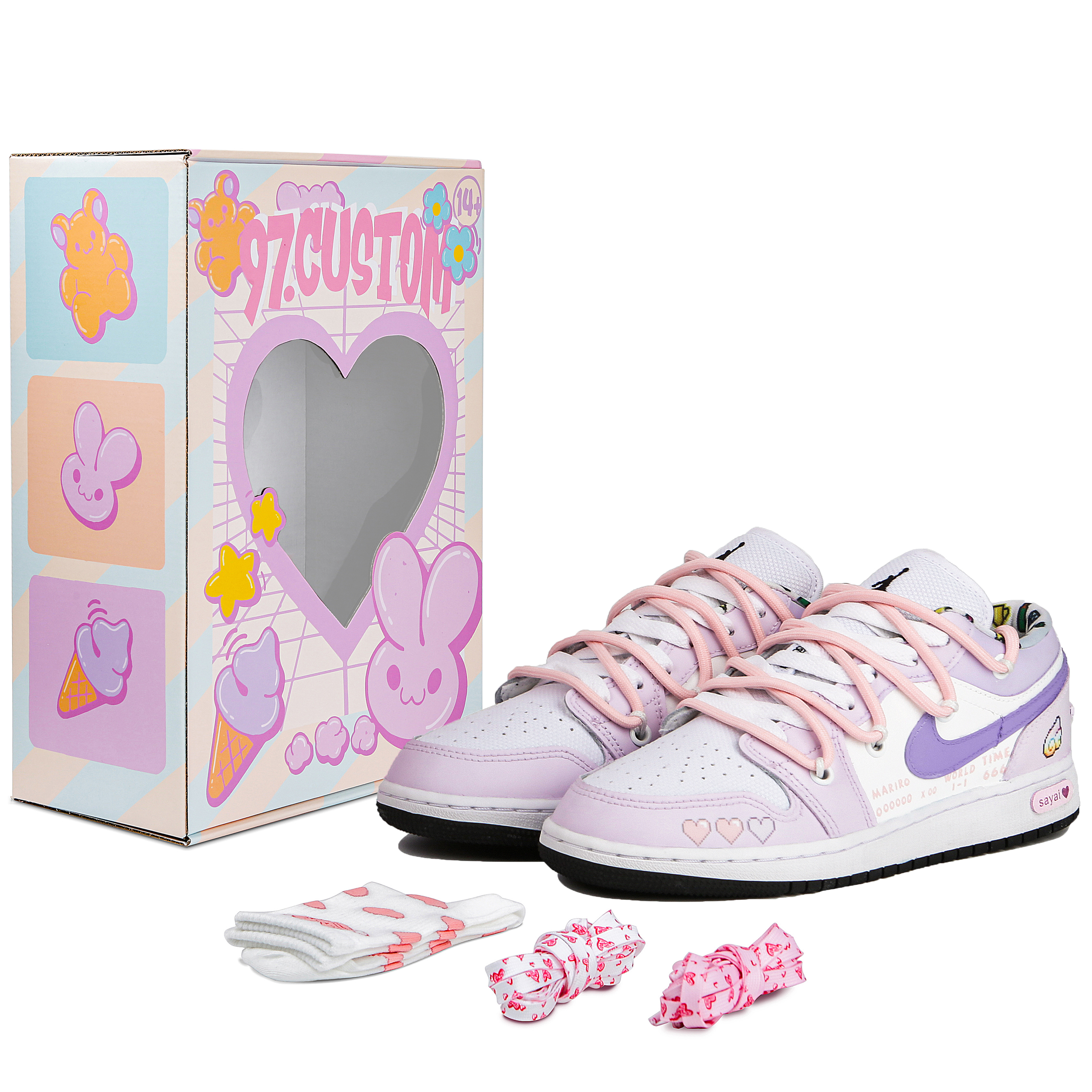 Buy [Kasut Custom] Air Jordan 1 Low 'Cinta Musim Panas Peri Ungu' DM8969-114(Team4-女款紫蝶精灵SBOX)