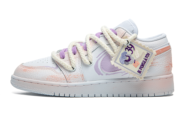 Order [Kasual Kasut] Air Jordan 1 Rendah 'Graffiti Kecerunan Ungu' 553560-130(Team22-女款渐变紫粉A-BOX)