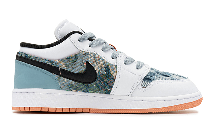 Order 【定制球鞋】Jordan Air Jordan 1 Low 野鶴製造 復古籃球鞋 油畫風 文藝復興 低筒 復古籃球鞋 GS 青粉