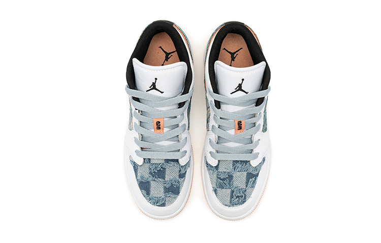 Shop 【定制球鞋】Jordan Air Jordan 1 Low 野鶴製造 復古籃球鞋 油畫風 文藝復興 低筒 復古籃球鞋 GS 青粉