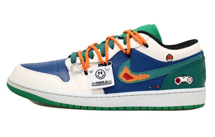 Order [カスタムシューズ] エアジョーダン1 ロー 'レトロゲームコンソール青緑' 553558-065(Team拾玖-复古游戏机S-BOX)