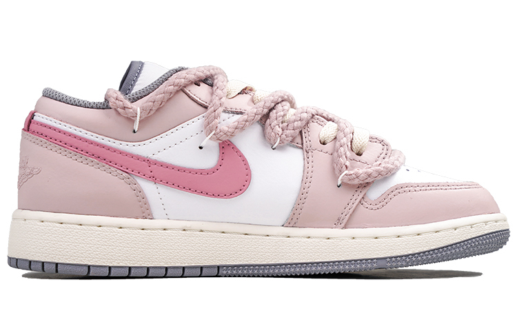 Order 【客製款球鞋】 Jordan Air Jordan 1 Low RISK 小熊甜心 少女風 低筒 復古籃球鞋 GS 淺粉
