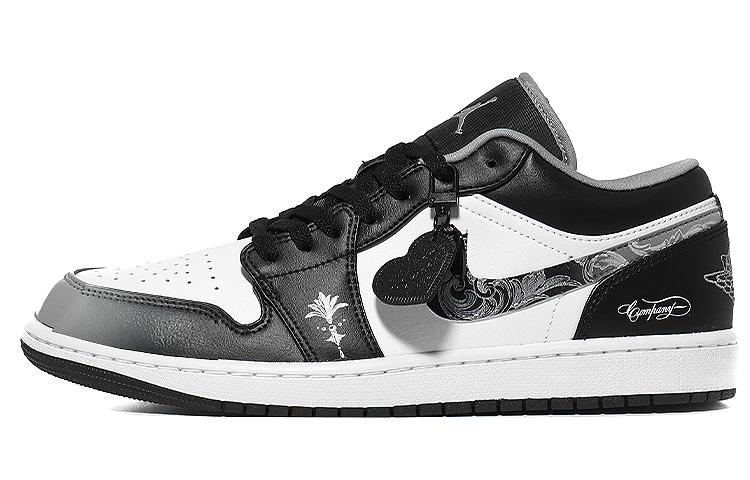 Buy 【客製化球鞋】Jordan Air Jordan 1 Low 流水年華 洛可可 耐磨 低筒 復古籃球鞋 男女皆宜 黑白灰
