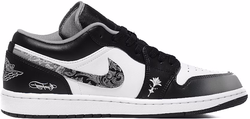 【客製化球鞋】Jordan Air Jordan 1 Low 流水年華 洛可可 耐磨 低筒 復古籃球鞋 男女皆宜 黑白灰 Order 【客製化球鞋】Jordan Air Jordan 1 Low 流水年華 洛可可 耐磨 低筒 復古籃球鞋 男女皆宜 黑白灰