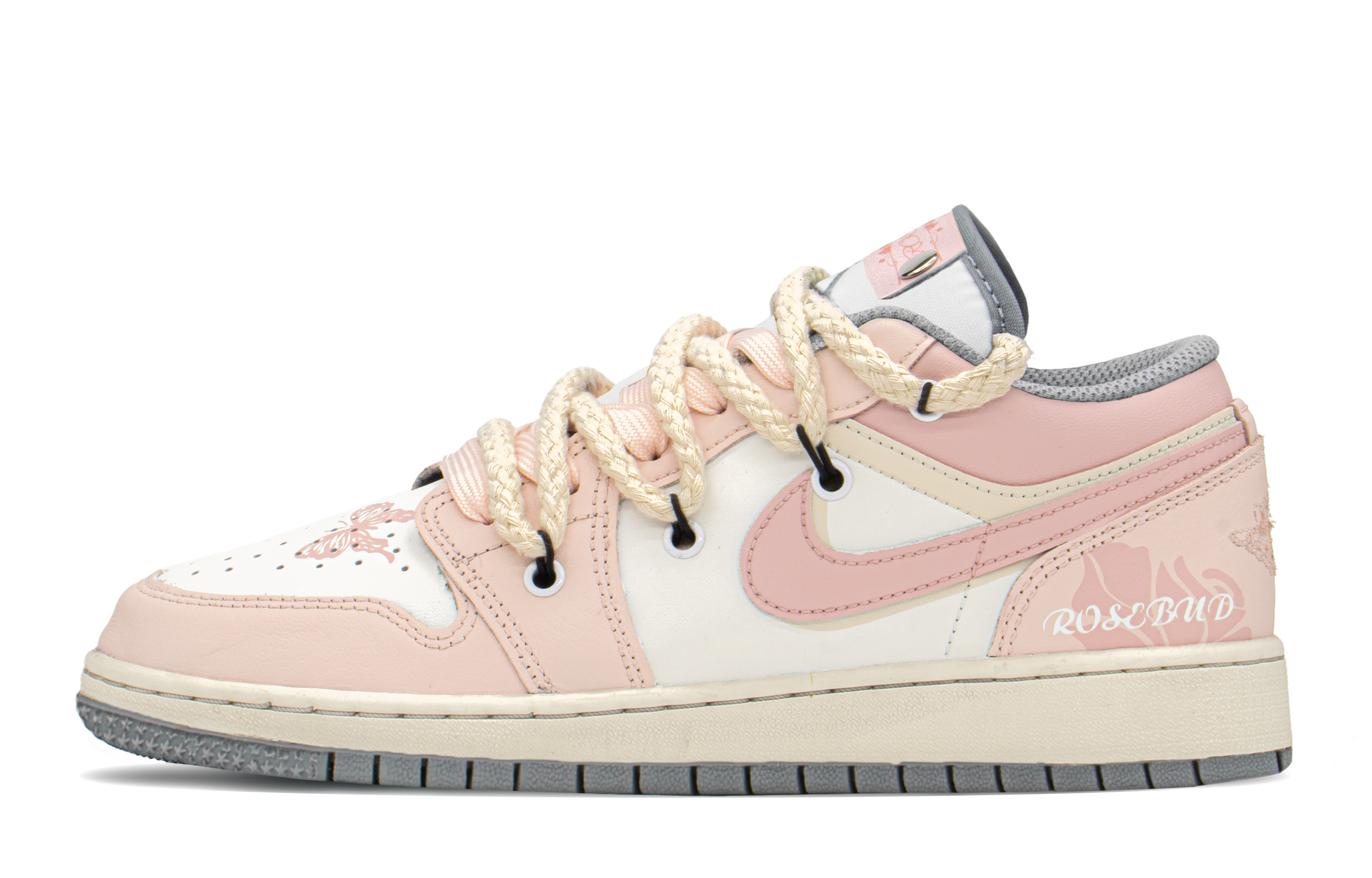 Buy [Kasut Custom] Air Jordan 1 Low 'Rose Pink' 553560-053(TeamA-DK玫瑰少女)