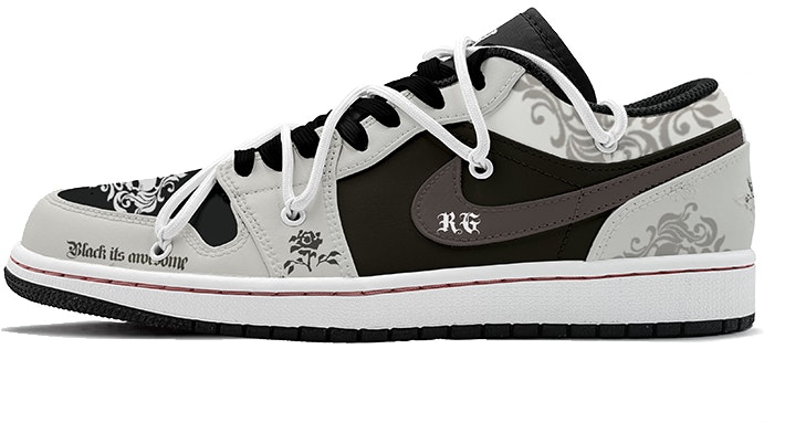 custom-shoes-air-jordan-1-low-rose-skull-black-white