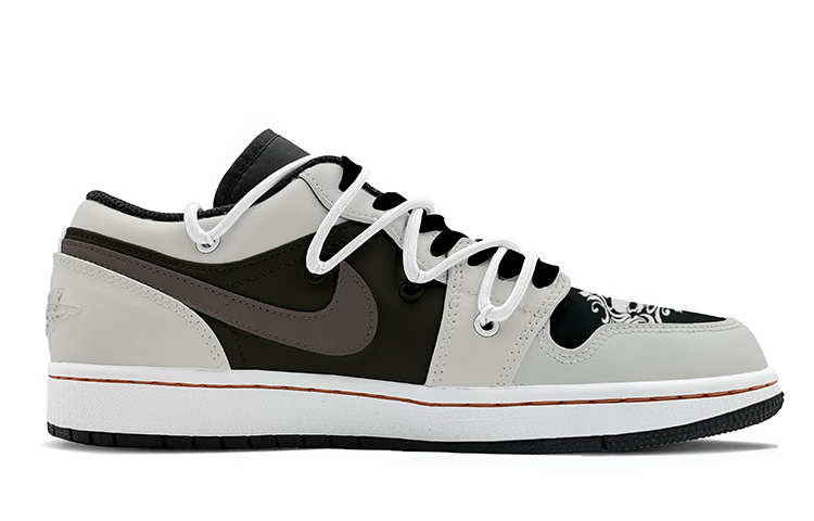 Order [Kasut Custom] Air Jordan 1 Low 'Rose Skull Hitam Putih' 553558-062(TeamK-绝望之巅)