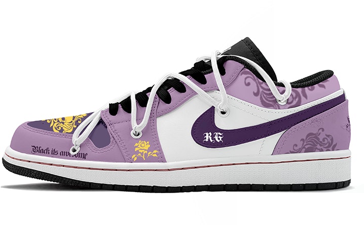 custom-shoes-air-jordan-1-low-rose-skull-purple-yellow
