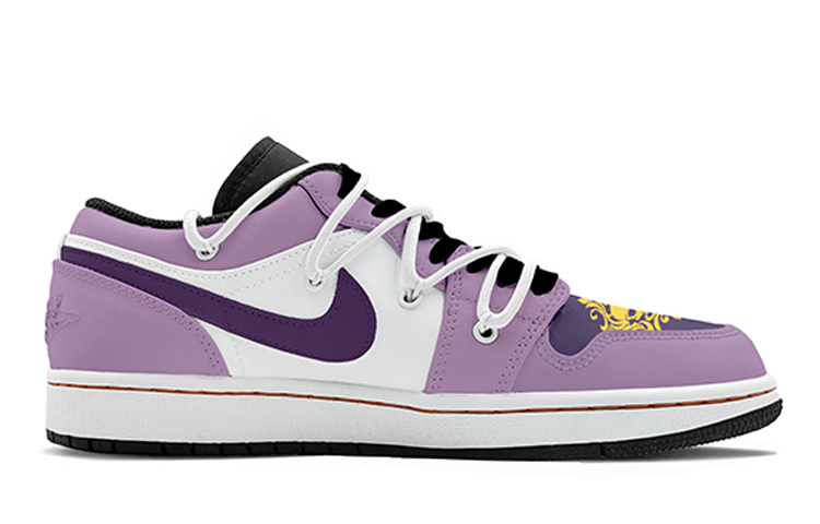 Order 【定製球鞋】 Jordan Air Jordan 1 Low 解構鞋帶 玫瑰 字母 骷髏頭 低幫 復古籃球鞋 男款 紫黃