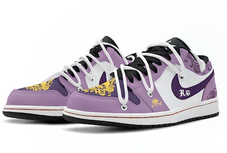 カスタムAJ1 ロー "ローズスカル紫黄" 553558-062(TeamK-韵味玫瑰) Lookbook カスタムAJ1 ロー "ローズスカル紫黄" 553558-062(TeamK-韵味玫瑰)