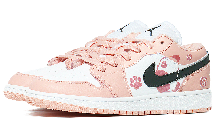 Lookbook 【訂製球鞋】Jordan Air Jordan 1 奔跑熊貓 乖巧國寶 耐磨 低筒 復古籃球鞋 GS 白粉