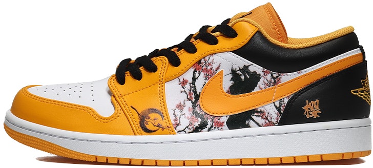 custom-shoes-air-jordan-1-low-sakura-day-black-white-yellow