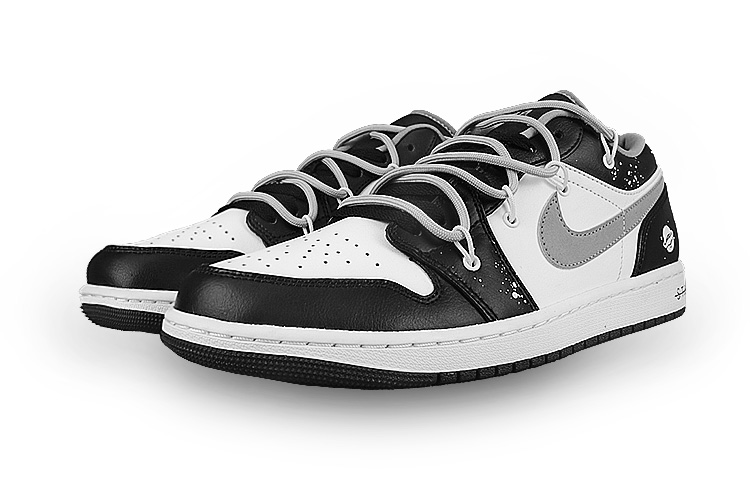 Lookbook [Sepatu Custom] Air Jordan 1 Low 'Shadow Galaxy Deconstructed Paint Splatter' 553558-040(Team58-AJ1宇宙)