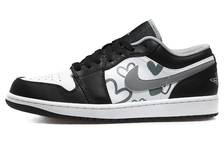 Buy [定制鞋款] Air Jordan 1 Low '影心' 553558-040(Team10-爱心黑白灰QD)