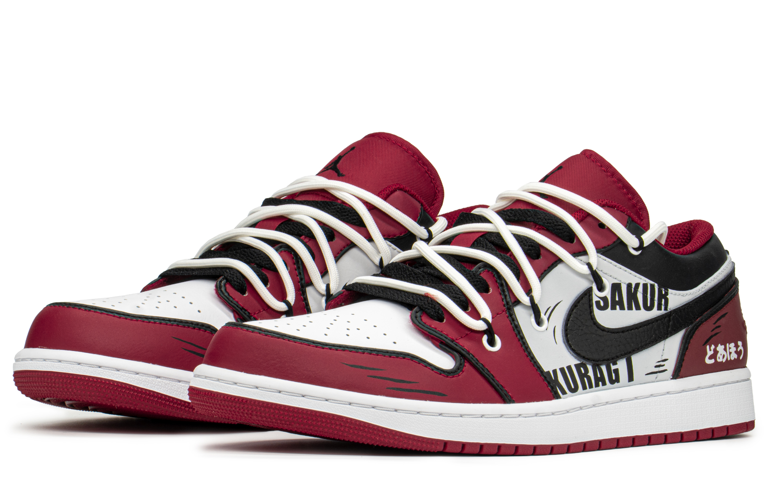 Lookbook 에어 조던 1 로우 '슬램덩크 블랙 레드 화이트' 커스텀 553558-163(TeamA-AJ男女灌篮高手)