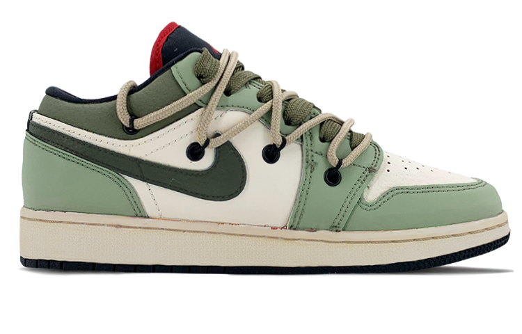 Lookbook 【定制球鞋】 Jordan Air Jordan 1 Low 解構鞋帶推薦 復古做舊 笑臉骷髏頭 低幫 復古籃球鞋 GS 墨綠