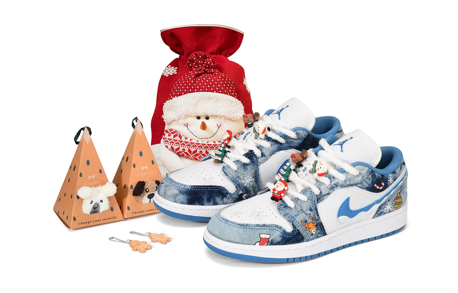 Buy カスタムAJ1 Low「雪夜デニム落書き」 DM8947-100(TeamE-女款雪夜蓝白)