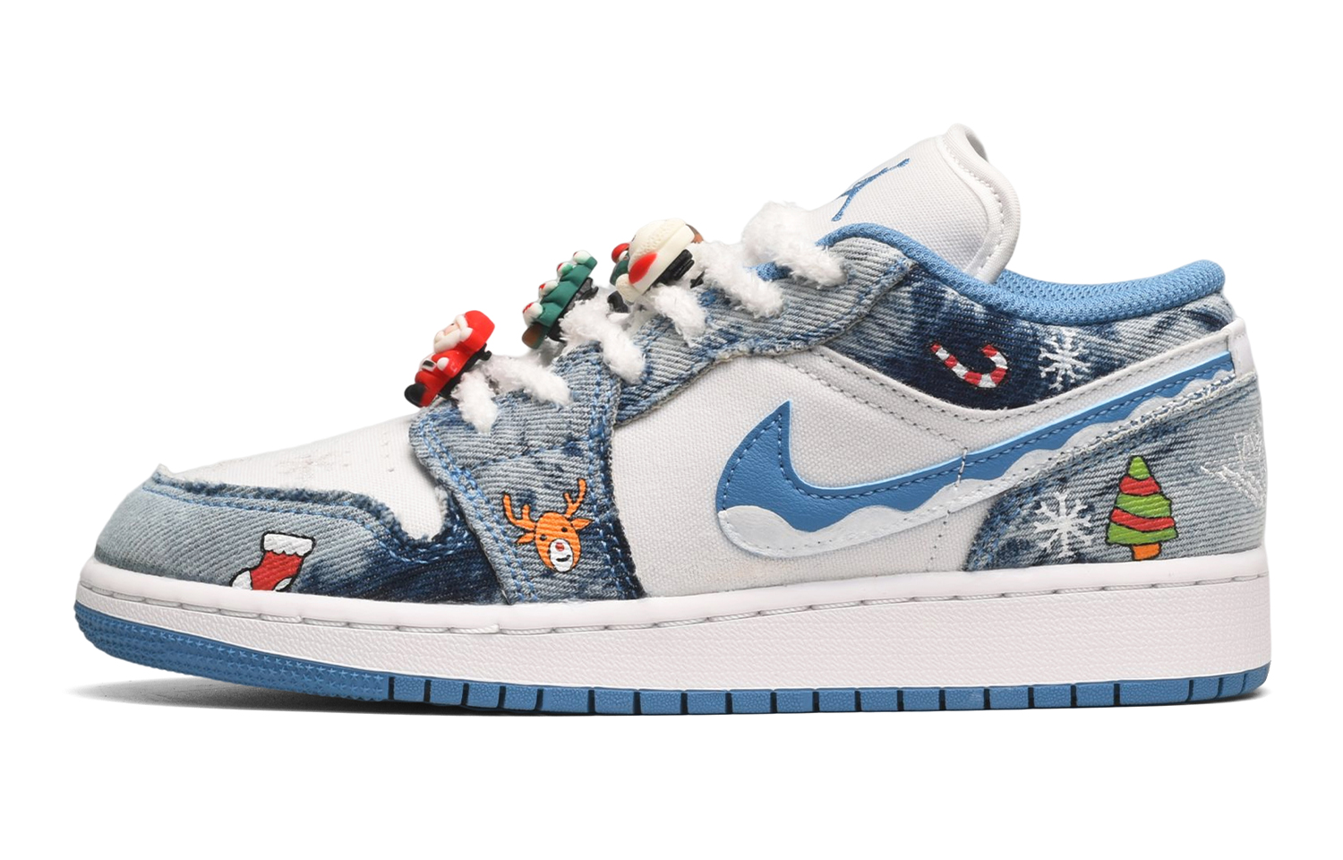 Order カスタムAJ1 Low「雪夜デニム落書き」 DM8947-100(TeamE-女款雪夜蓝白)