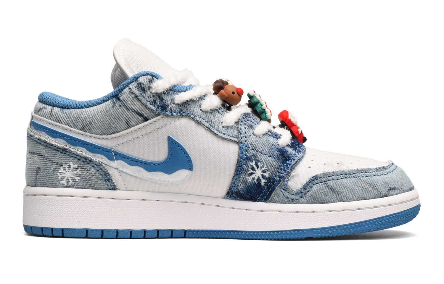 Lookbook カスタムAJ1 Low「雪夜デニム落書き」 DM8947-100(TeamE-女款雪夜蓝白)