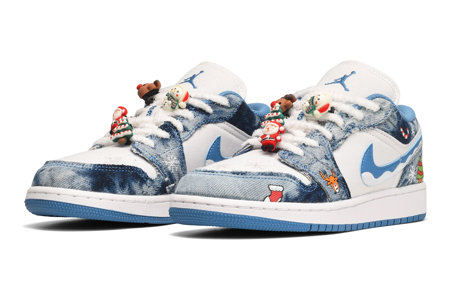 Shop カスタムAJ1 Low「雪夜デニム落書き」 DM8947-100(TeamE-女款雪夜蓝白)