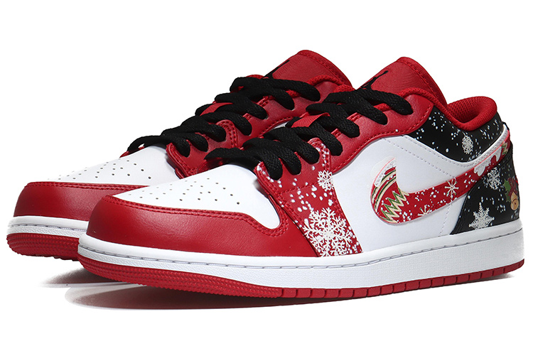 Lookbook カスタムAJ1 Low "スノーフレーク" 553558-163(Team10-等雪落男红白黑QD)