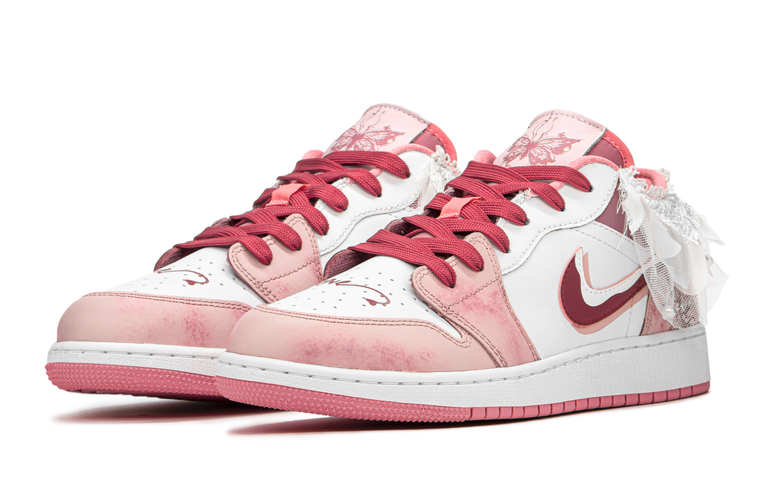 Lookbook 【カスタムシューズ】エアジョーダン1 ロー「スピリットガール ピンク ホワイト」 553560-616(TeamA-精灵少女)