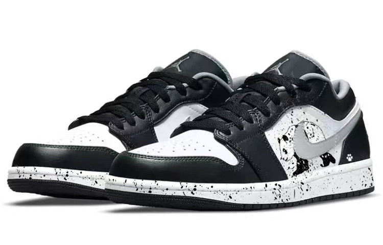 Lookbook [Zapatillas Personalizadas] Air Jordan 1 Low 'Splatter Panda Shadow' 553558-040(Team56-泼墨熊猫)