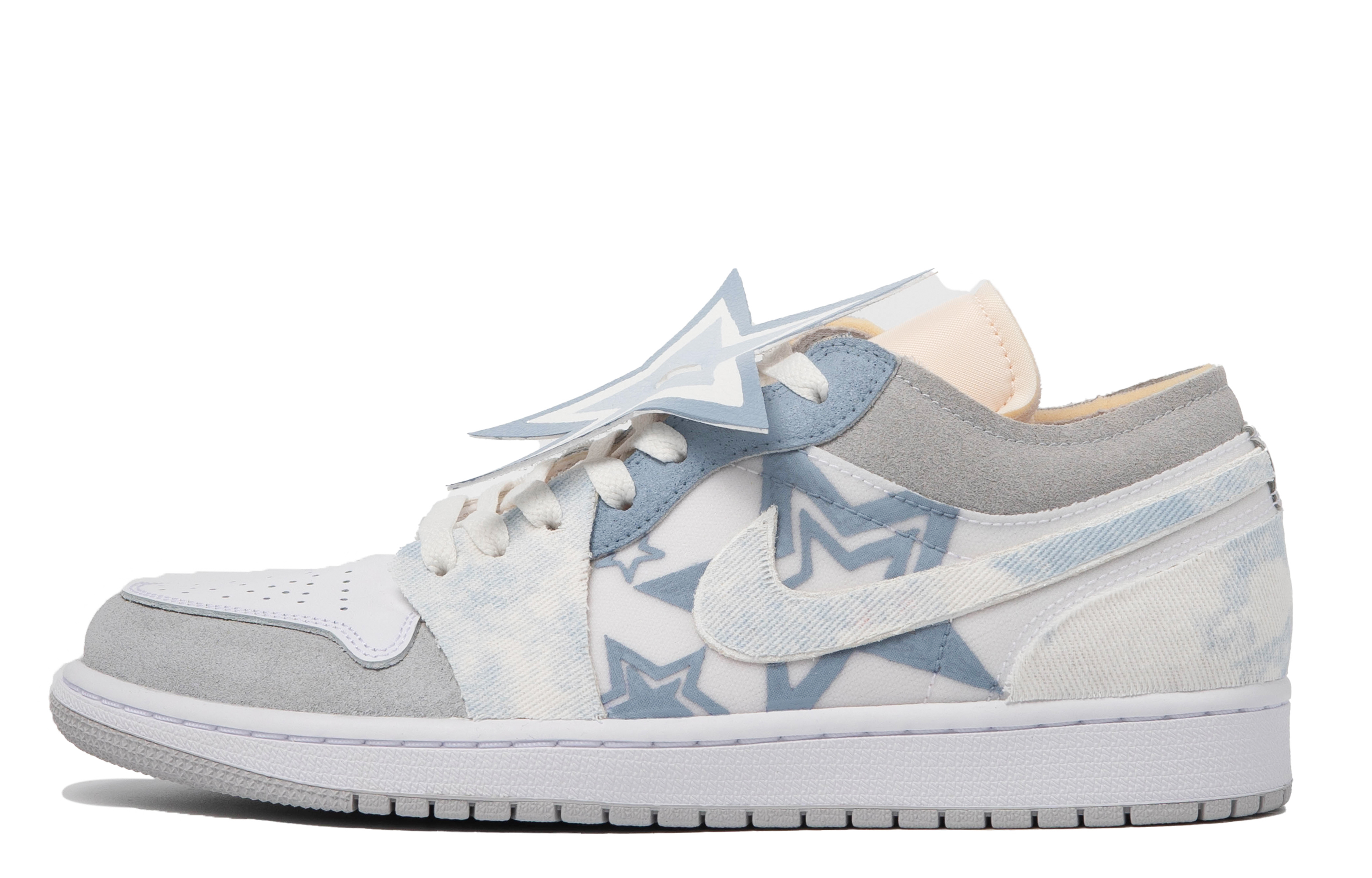 Buy [Sepatu Custom] Air Jordan 1 Low 'Starfall Denim Abu-Biru' DN1635-100(TeamM-男款星落S-BOX)