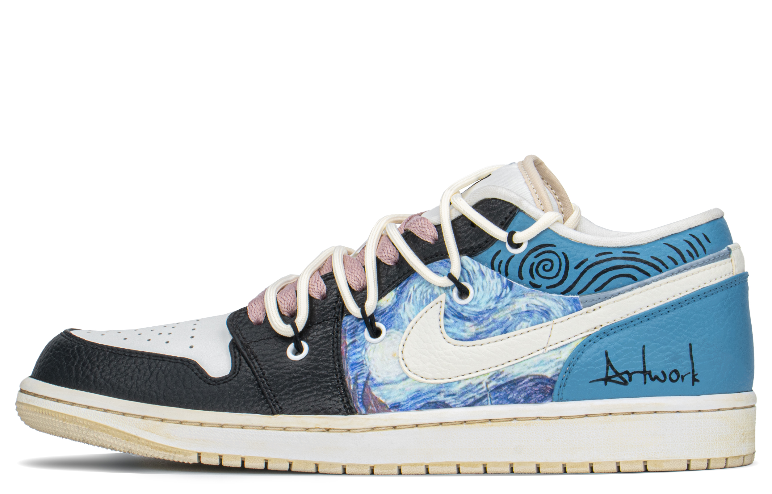 Buy 【訂製球鞋】Jordan Air Jordan 1 Low FZBB 油畫 星月夜 解構 低幫 復古籃球鞋 男女同款 閃電藍