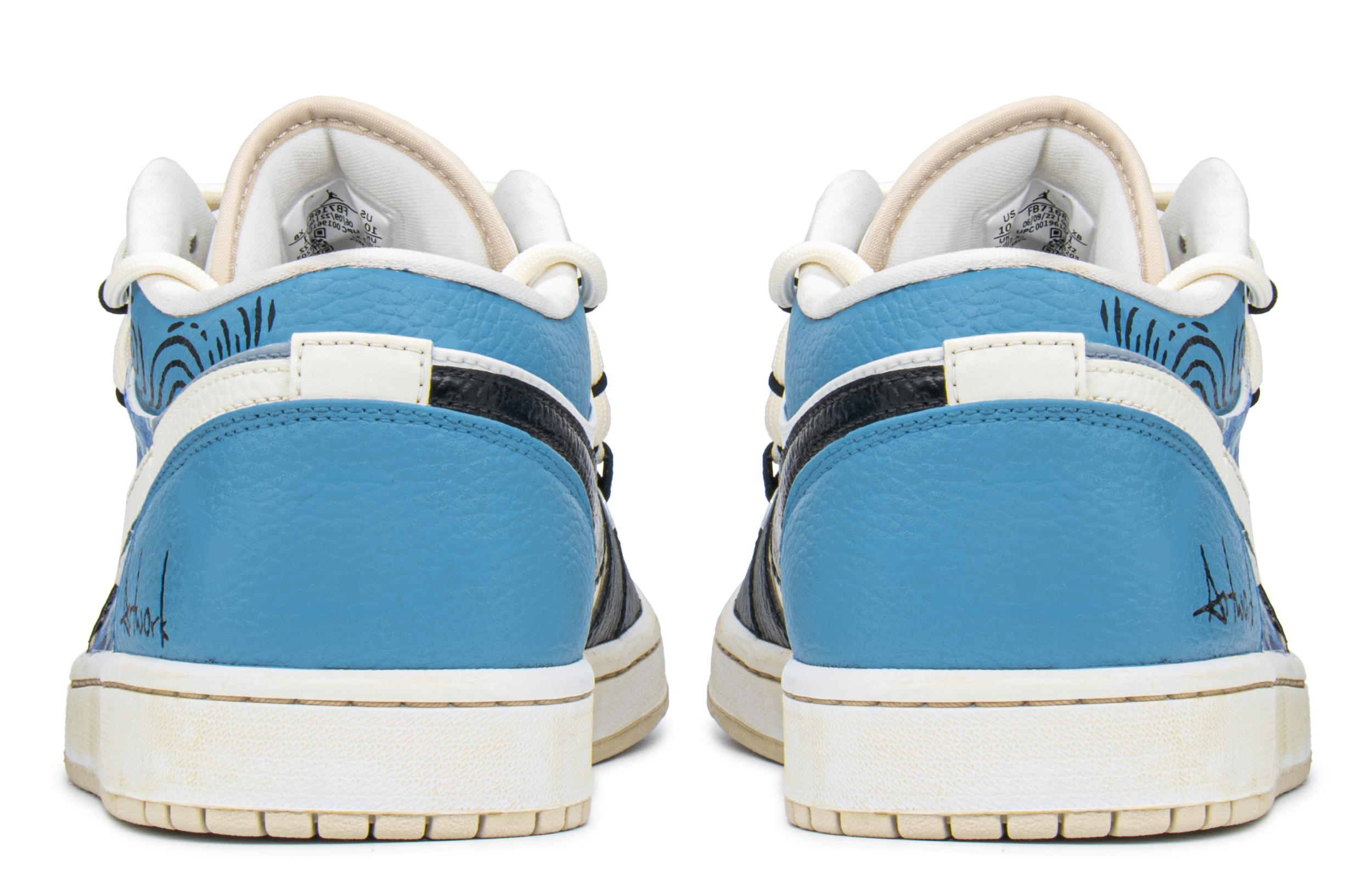 Shop 【訂製球鞋】Jordan Air Jordan 1 Low FZBB 油畫 星月夜 解構 低幫 復古籃球鞋 男女同款 閃電藍