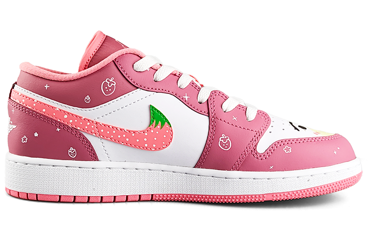 Order [Sepatu Kustom] Air Jordan 1 Low 'Strawberry Star Beruang Pink Putih' 553560-616(Team13-草莓童话小熊B)