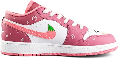 【定制球鞋】 Jordan Air Jordan 1 Low 可愛 草莓 星星 小熊 低筒 復古籃球鞋 GS 粉白色 Order 【定制球鞋】 Jordan Air Jordan 1 Low 可愛 草莓 星星 小熊 低筒 復古籃球鞋 GS 粉白色