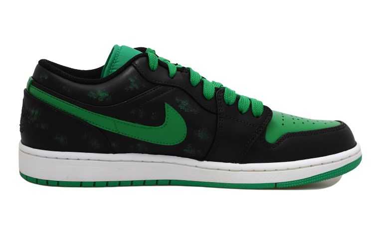 Lookbook [Kasut Rekaan Sendiri] Air Jordan 1 Low 'Grafiti Kilat Jalan Hitam Hijau' 553558-065(Team拾玖-街头闪电S-BOX)