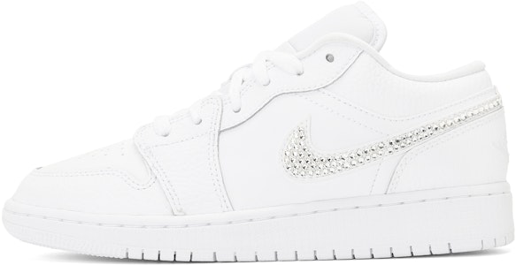 【定製球鞋】 Jordan Air Jordan 1 Low 施華洛世奇水晶鑲鑽休閒低幫復古籃球鞋 GS 白 Buy 【定製球鞋】 Jordan Air Jordan 1 Low 施華洛世奇水晶鑲鑽休閒低幫復古籃球鞋 GS 白