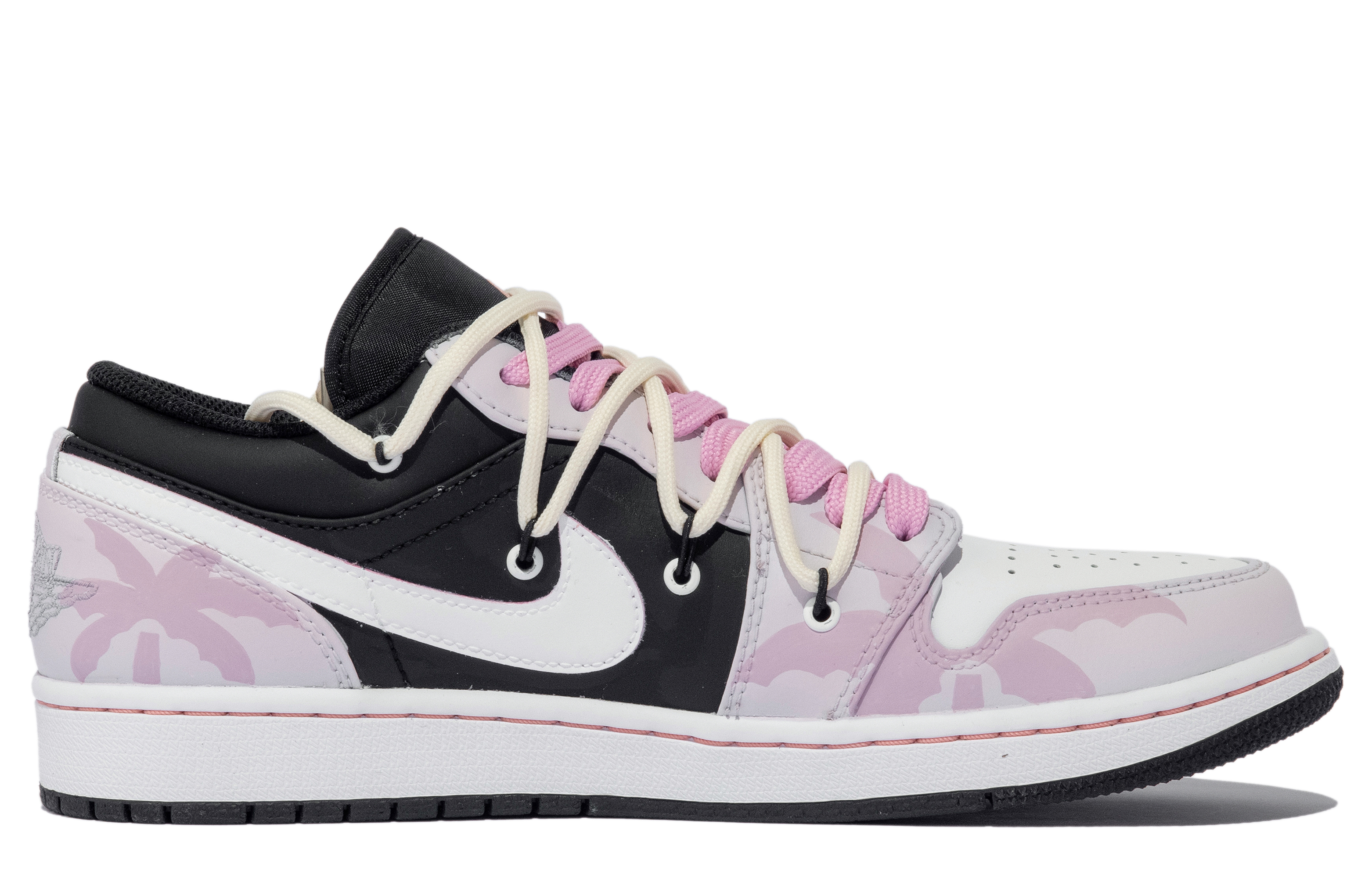 Order 【定制球鞋】Jordan Air Jordan 1 Low 達芬奇定制 甜酷 像素 椰子樹 簡約 低幫 復古籃球鞋 男款 白粉黑