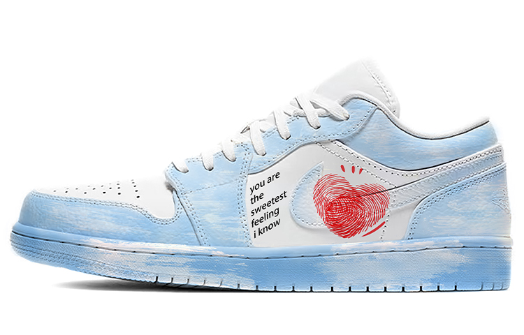 Buy 에어 조던 1 로우 '칠석' (커스텀) 553558-112(TeamE-男款七夕情侣款浸染蓝色)