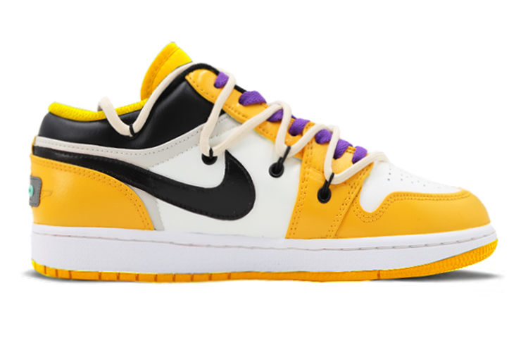 Lookbook [カスタムシューズ] エア ジョーダン 1 ロー 'タクシー' 553560-701(TeamK-白橙湖人S-BOX)